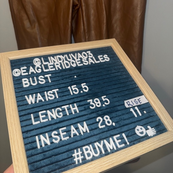 Maison d' Amelie Anthropologie Cognac Brown Vegan Leather Pants Size 8 - Picture 5 of 6